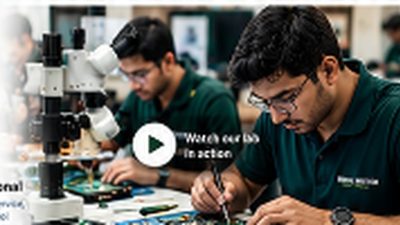 Mobile repair training classroom and workshop setup